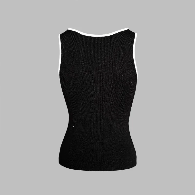 Ootddress Casual For Women Contrast Y2k Top Vest Backless Patchwork Pullover Top Slim Sheer Tracksuit Summer Cute Female Tank Top