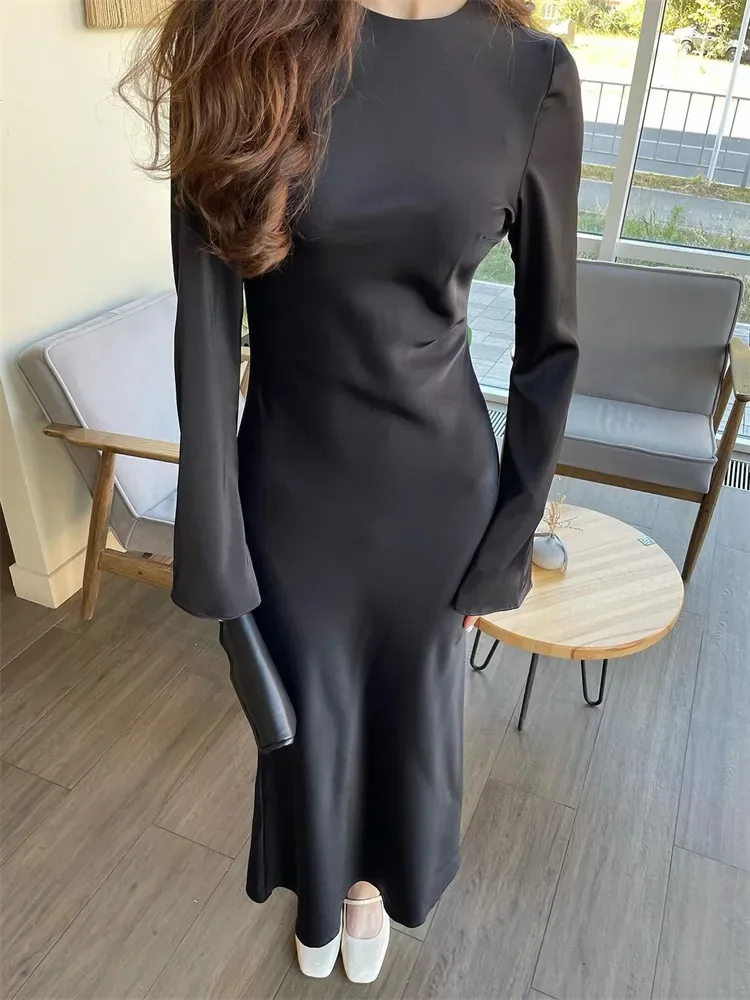 Ootddress Stain Slim Maxi Dresses For Women Elegant Solid Party Evening Dress Women's High Waist Luxury Femme Autumn Fashion Dress 20 Ootddress Stain Slim Maxi Dresses For Women Elegant Solid Party Evening Dress Women's High Waist Luxury Femme Autumn Fashion Dress