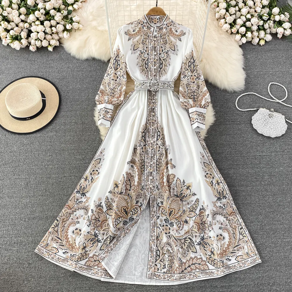 Women Vintage Long Dress Fashion Print A-line Ruffled Elegant Floral Party Dresses Ladies Long Sleeve Casual Long Robe Vestidos 4 Women Vintage Long Dress Fashion Print A-line Ruffled Elegant Floral Party Dresses Ladies Long Sleeve Casual Long Robe Vestidos
