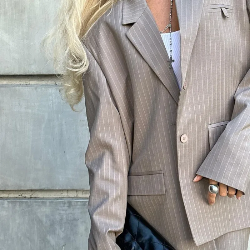 Ootddress Oversized Blazer Suits For Women Loose Slit High Waist Skirts Femme New Street Casual Blazers 2 Piece Sets Womens Outfits