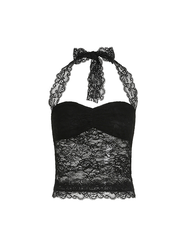 Neck Tie Lace Tank Top