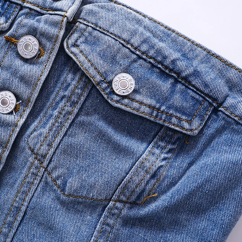 Solid Denim Pocket Design Button Vest Women Casual Bare Midriff Wrapped Chest Sleeveless Crop Tops Streetwear Tanks - Sleeveless Crop Tops Streetwear Tanks - Women Casual Bare Midriff Wrapped Chest - Solid Denim Pocket Design Button Vest