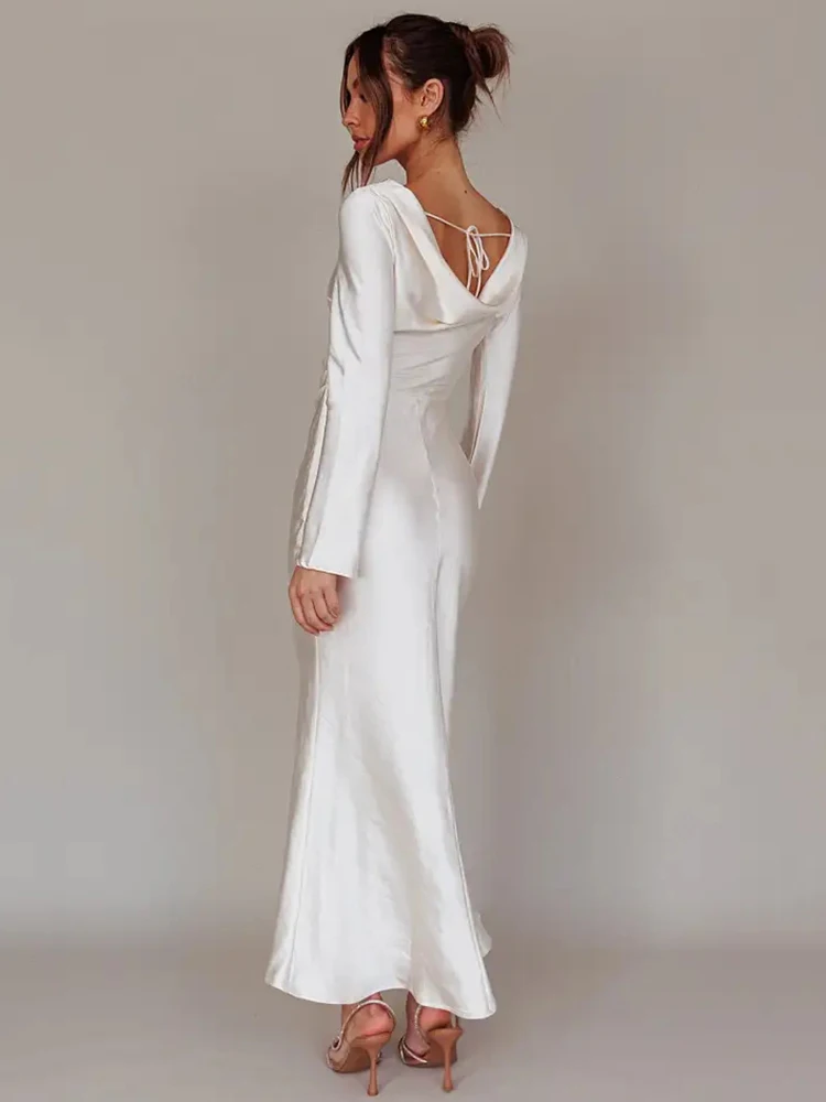 Bodycon Long Sleeve Women's Dress Party Club Evening Dress Female Slim Fit Round Neck Solid Long Dress Autumn New 2025