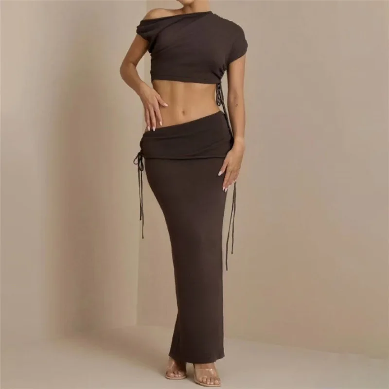 Ootddress Bandage Maxi Skirt 2 Piece Sets Womens Outfits Sexy Slim Tank Tops Lady Party Bodycon Long Elegant Dress Sets Womens 2025