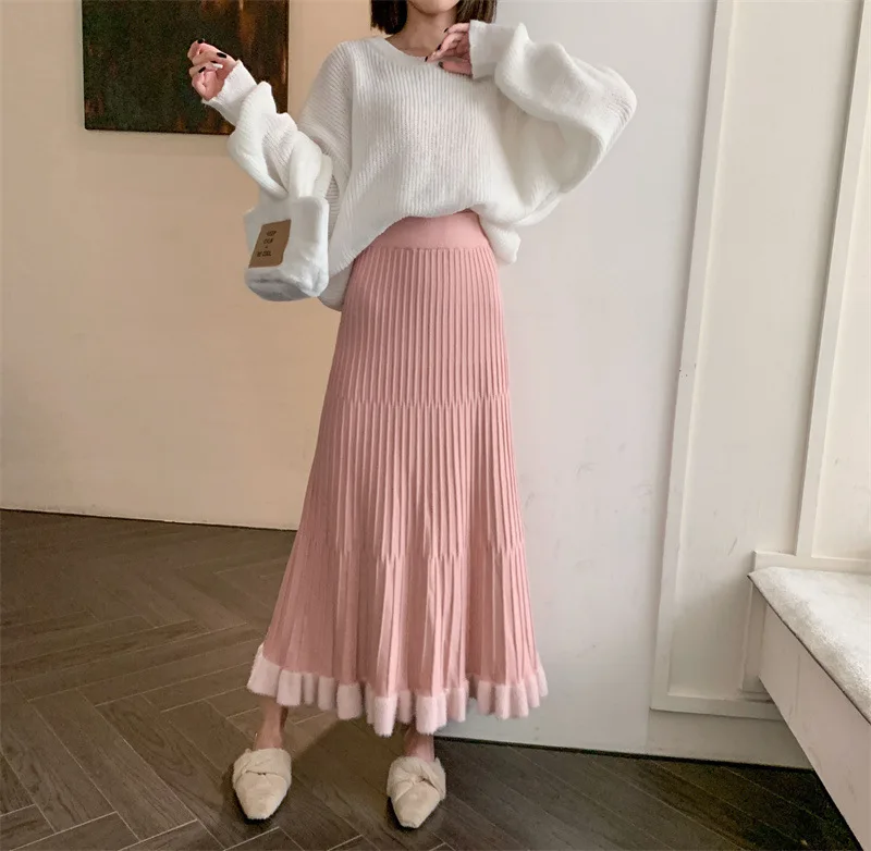 Ootddress High Waist Ruffled Pleated Skirts Women Solid Autumn Elegant Long Skirt Loose Pleated Ribbed Casual Ladies Maxi Skirt 16 Ootddress High Waist Ruffled Pleated Skirts Women Solid Autumn Elegant Long Skirt Loose Pleated Ribbed Casual Ladies Maxi Skirt