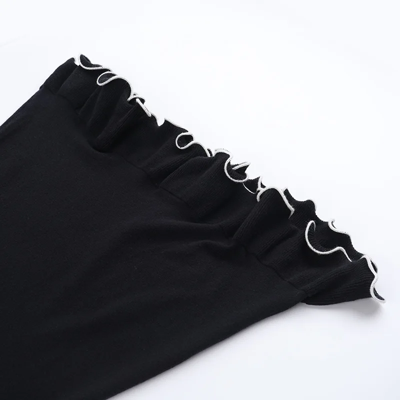 Ootddress Elegant Long Sleeved Elastic Tight Women Short Skirt Autumn New Wave Roll Wool Dress Fashion Street Evening Dress