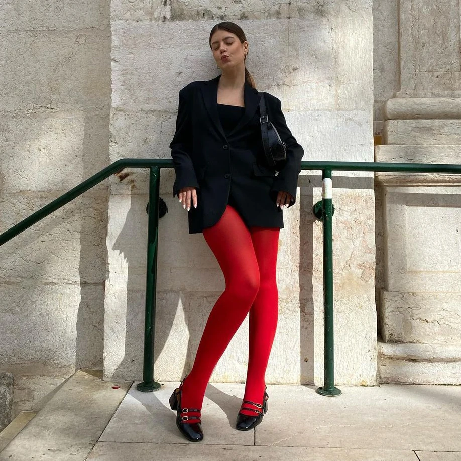 Ootddress Red Tights Women Winter See Through Slim Lingerie Women's Pantyhose New Lingerie Lace Leggings Bodys Sexy Socks Ladies