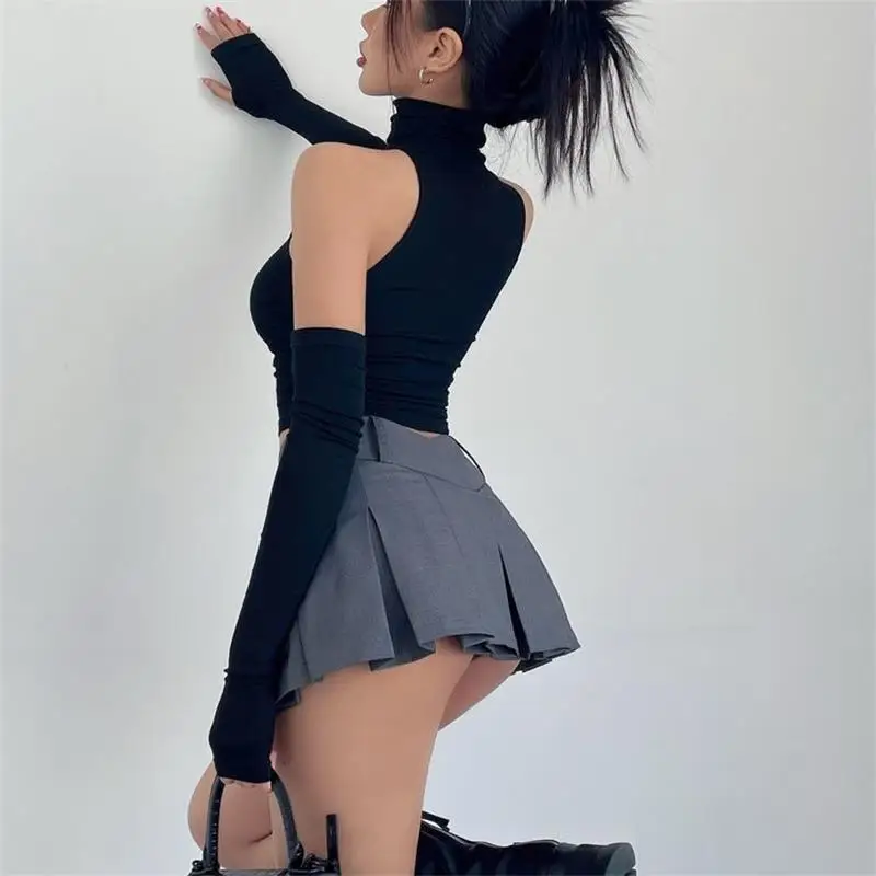 2025 New Spicy Girls Y2k Tops Oversleeve Sexy Turtleneck Tank Top for Women's Slim Fit Short tshirt Skinny Streetwear Crop Top 11 2025 New Spicy Girls Y2k Tops Oversleeve Sexy Turtleneck Tank Top for Women's Slim Fit Short tshirt Skinny Streetwear Crop Top