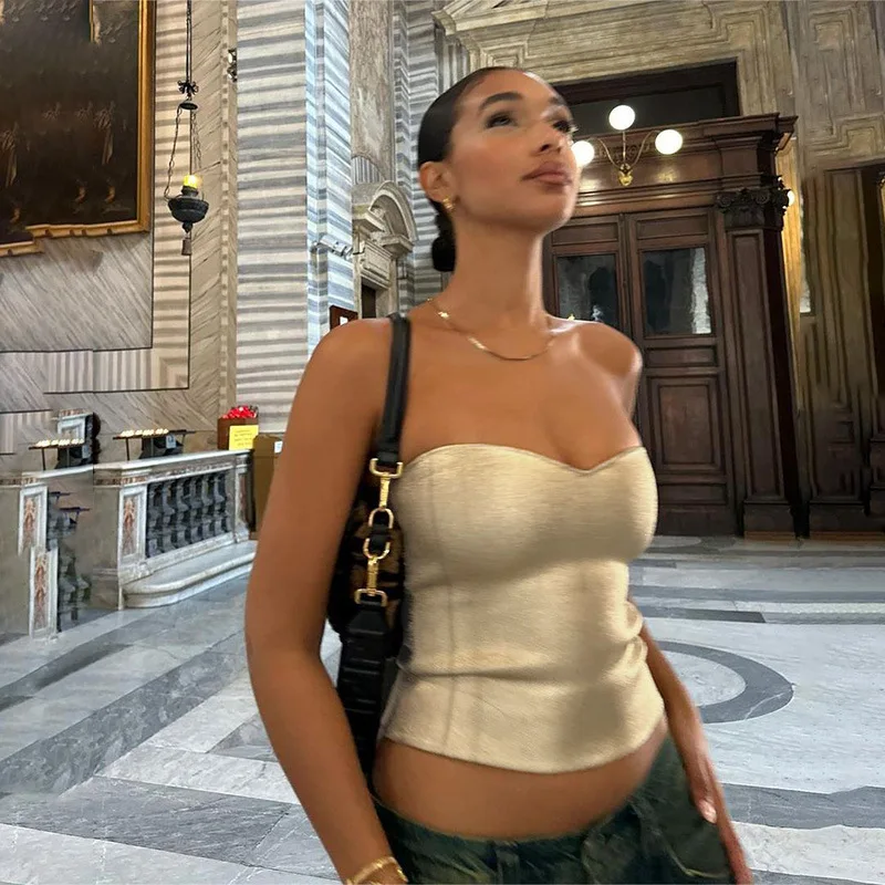 Ootddress Gold PU Crop Tops For Women 2025 Bodycon Backless Sexy Off Shoulder Tank Top Hot Girls Street Slim Party Tube Top Ladies 18 Ootddress Gold PU Crop Tops For Women 2025 Bodycon Backless Sexy Off Shoulder Tank Top Hot Girls Street Slim Party Tube Top Ladies