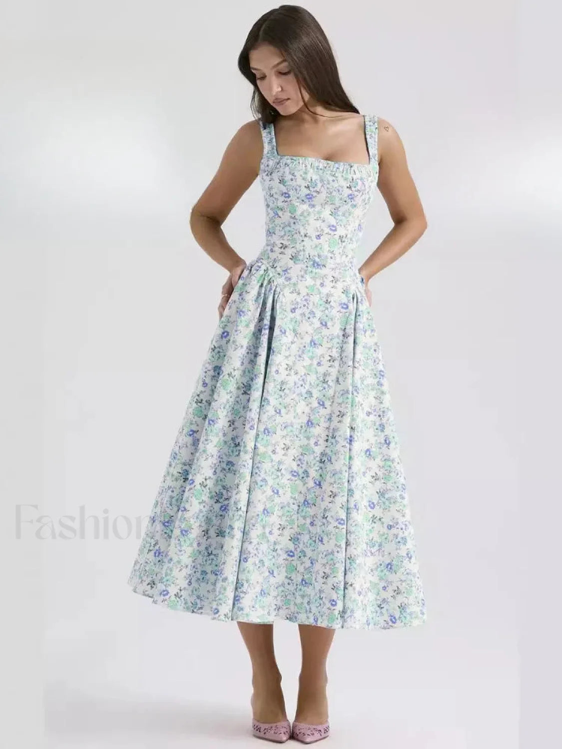 Fragmented Flower Midi Dress