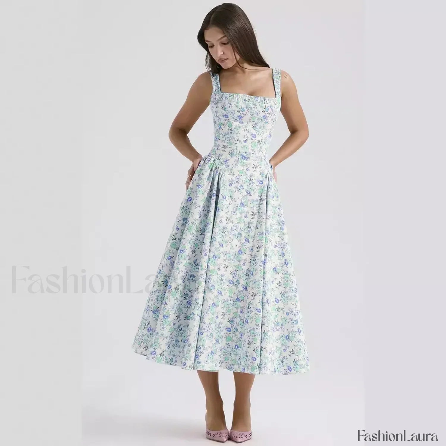 Fragmented Flower Midi Dress