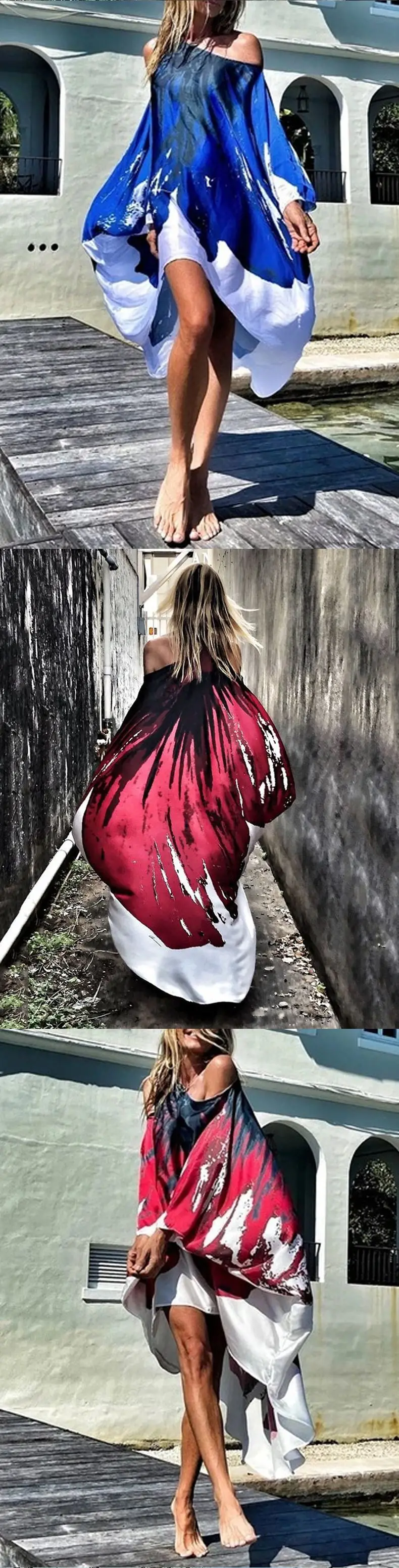 2025 Summer New Printed Dresses Women Sloping Shoulders Loose Casual Beach Vacation Irregular Dress Fashion Beachwear Vestidos 8 2025 Summer New Printed Dresses Women Sloping Shoulders Loose Casual Beach Vacation Irregular Dress Fashion Beachwear Vestidos