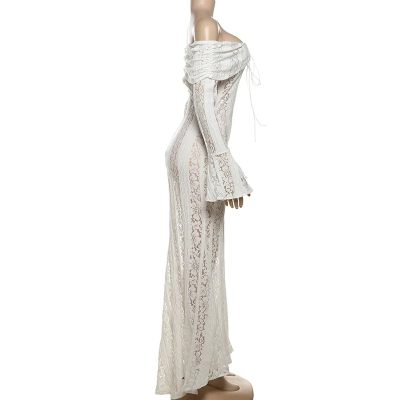 Ootddress Autumn Lace Off-Shoulder Long Dress For Women See-Through Printed Lace-Up High Waist Luxury Female Elegant Party Dress New 17 Ootddress Autumn Lace Off-Shoulder Long Dress For Women See-Through Printed Lace-Up High Waist Luxury Female Elegant Party Dress New