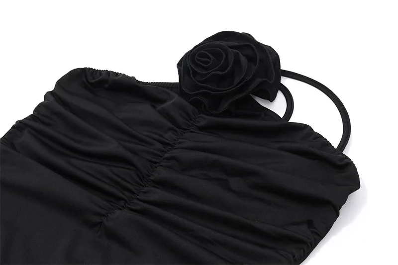 Ootddress Flower Bodycon Maxi Dresses For Women Folds Slim Black Sundress Women's Sexy Backless Party Temperament Dresses Woman 10 Ootddress Flower Bodycon Maxi Dresses For Women Folds Slim Black Sundress Women's Sexy Backless Party Temperament Dresses Woman