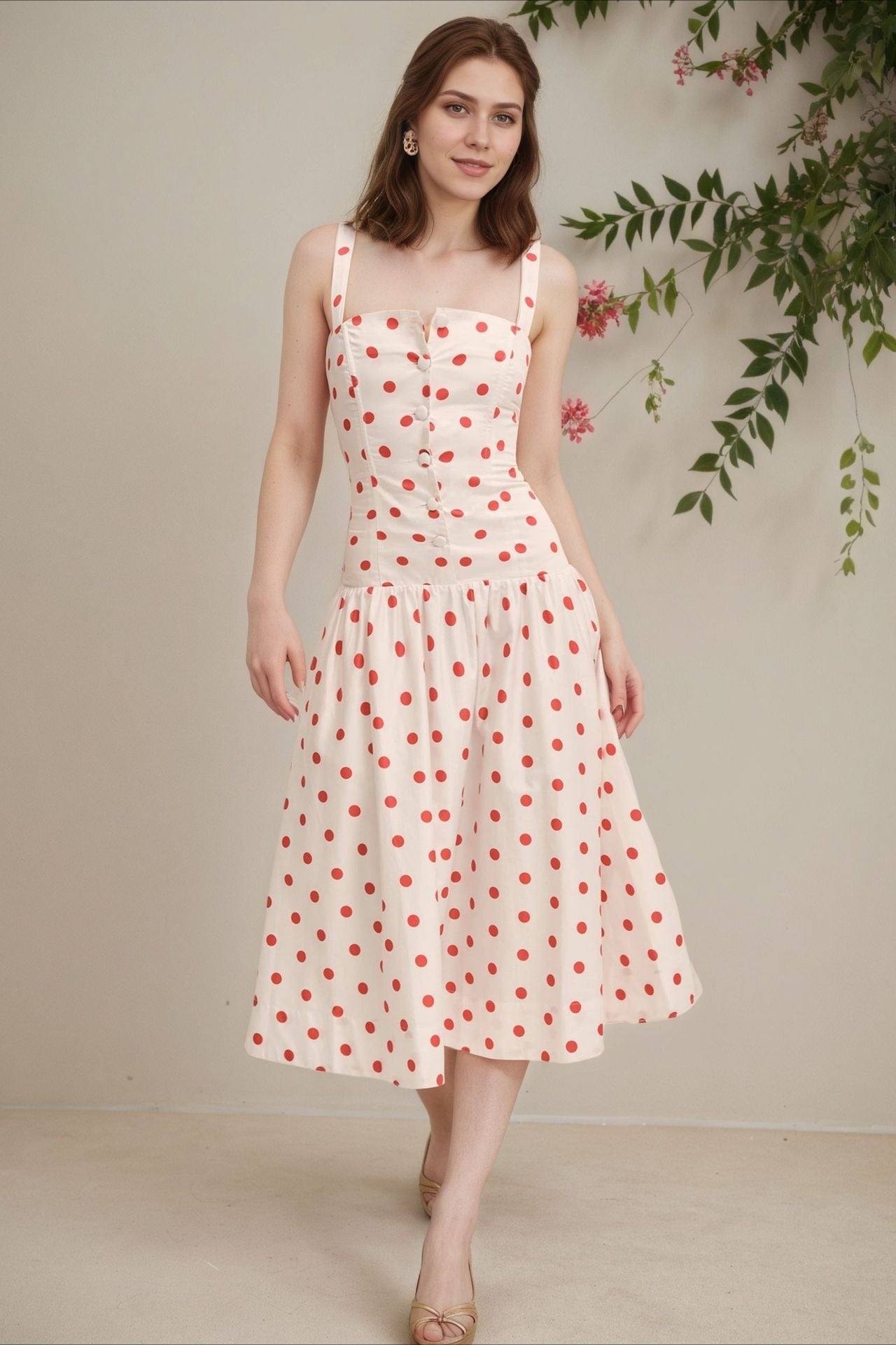 White Polka Dot Cami Bodycon Maxi Dress