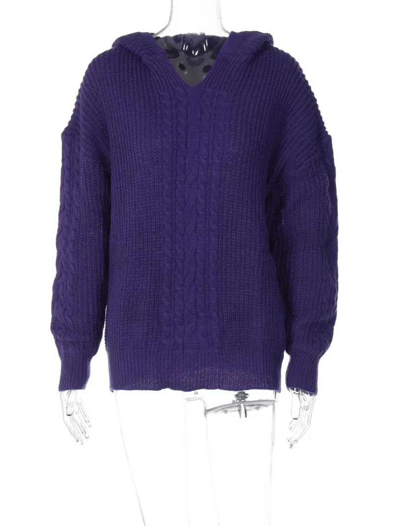 Ootddress Knitted Hoodies Sweater Women Loose Long Sleeve Autumn Pullover Woman Street Casual 2025 Baggy Coat Female Winter Clothes