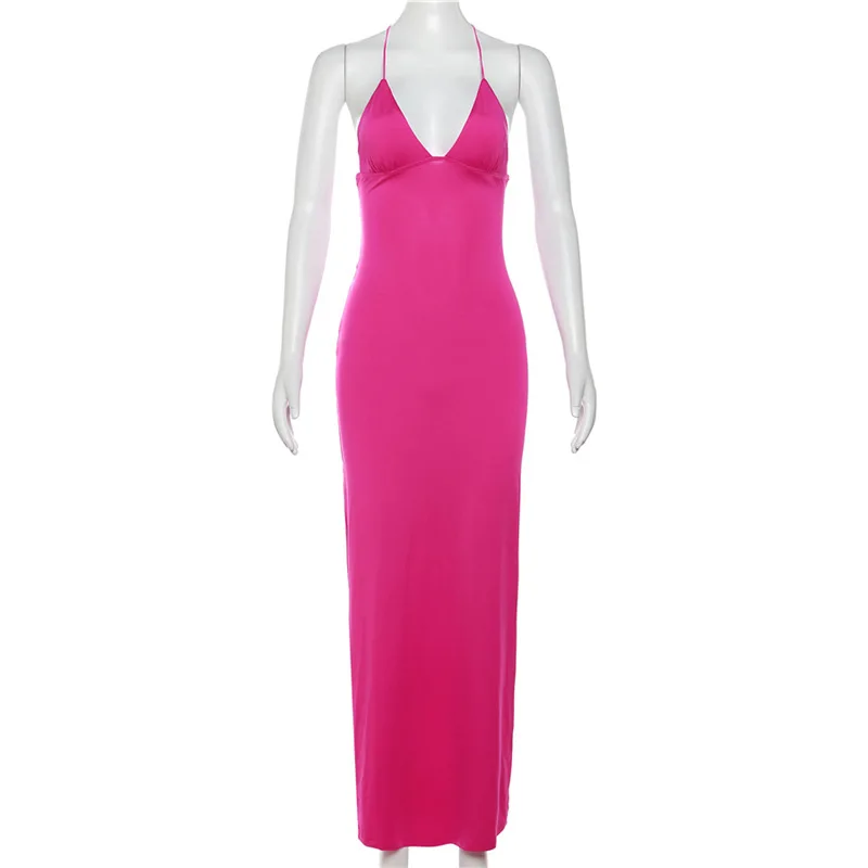 Ootddress Backless Maxi Dress For Women Slim Sexy Butterfly Bodycon Slim Sheath Dress Women's Club Deep V Neck Dresses Woman 2025