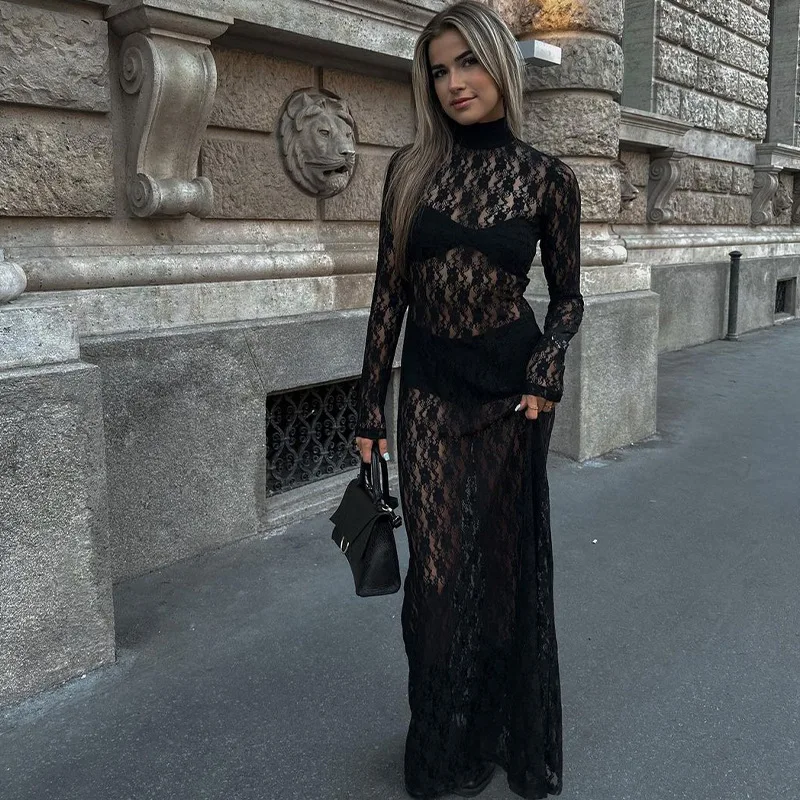Ootddress See-through Mesh Tight Maxi Dress Sexy Hollow Out Lace Mesh Patchwork Women Fashion Full Sleeve Banquent Long Dress 2025 15 Ootddress See-through Mesh Tight Maxi Dress Sexy Hollow Out Lace Mesh Patchwork Women Fashion Full Sleeve Banquent Long Dress 2025