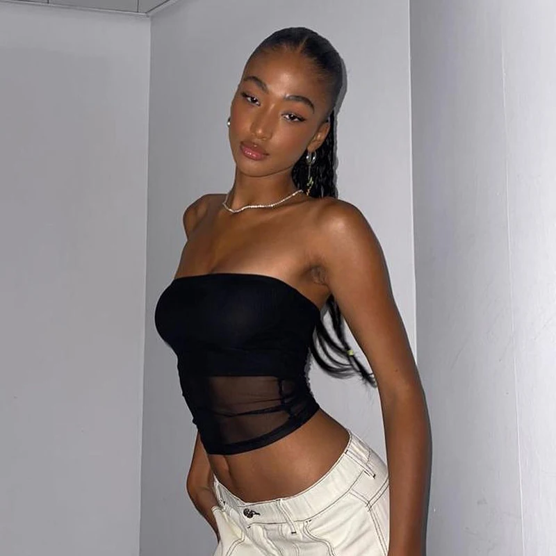 Mesh Corset Black Y2K Tops Women Transparent Crop Top Stretch Tube Top Sexy Cami Tops Summer Streetwear 11 Mesh Corset Black Y2K Tops Women Transparent Crop Top Stretch Tube Top Sexy Cami Tops Summer Streetwear