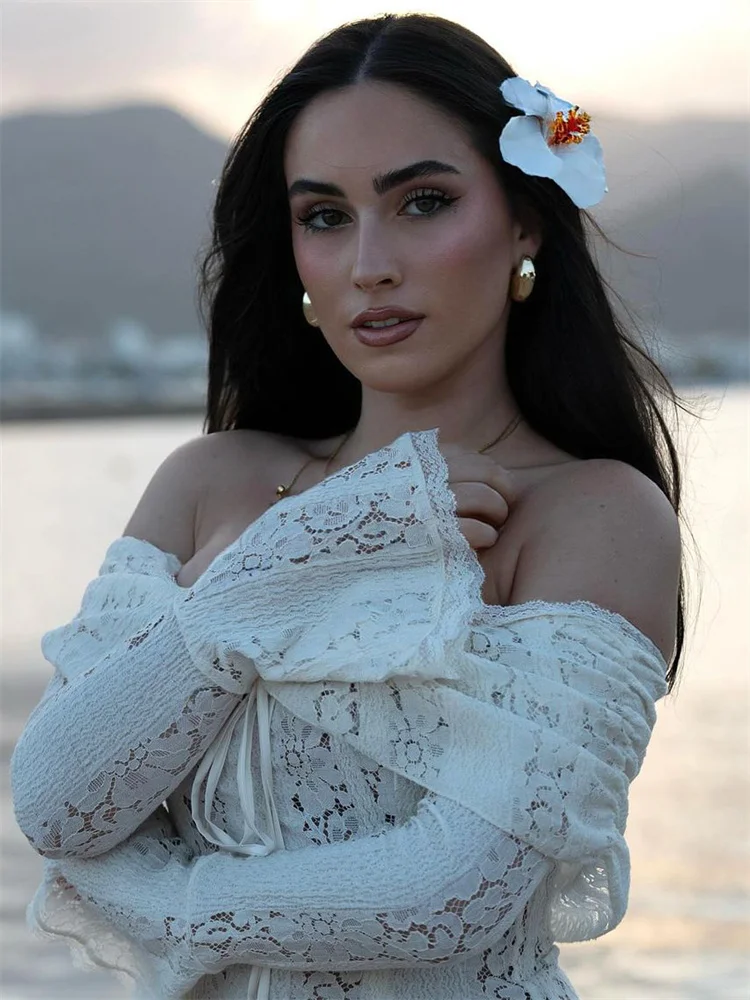 Ootddress Autumn Lace Off-Shoulder Long Dress For Women See-Through Printed Lace-Up High Waist Luxury Female Elegant Party Dress New 31 Ootddress Autumn Lace Off-Shoulder Long Dress For Women See-Through Printed Lace-Up High Waist Luxury Female Elegant Party Dress New