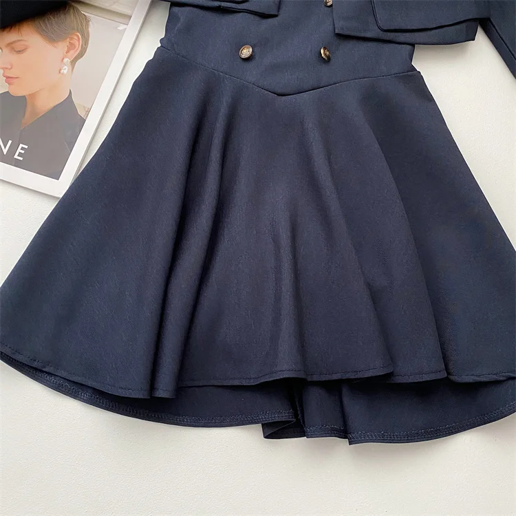 Y2K 3 Piece Set Women Cropped Coat + Long Sleeve Shirt + High Waist Halter Ruffles Mini Dress Korean Chic Fashion Sexy Outfits