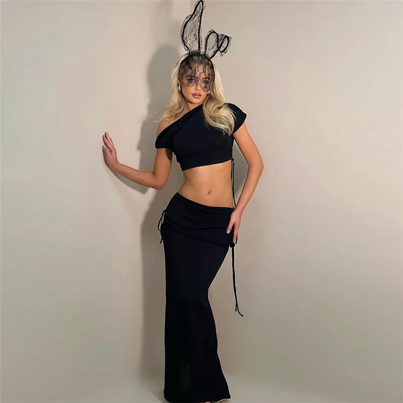 Ootddress Bandage Maxi Skirt 2 Piece Sets Womens Outfits Sexy Slim Tank Tops Lady Party Bodycon Long Elegant Dress Sets Womens 2025