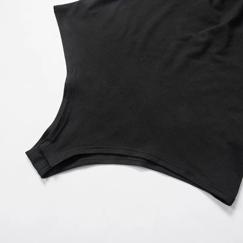 Fashion Slim Fit Sleeveless High Neck One Line Shoulder Bow Bodysuit - Women's Sexy Versatile Pullover