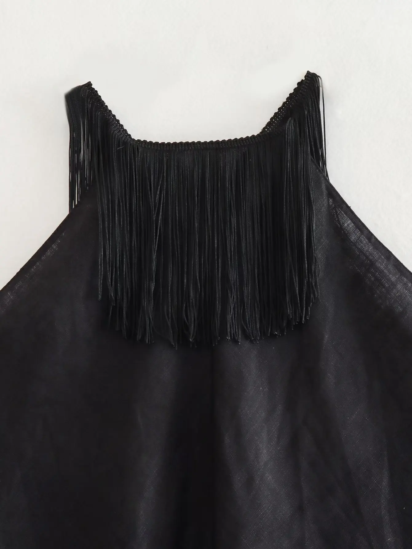 Ootddress Tassel Hollow Out Maxi Skirt Sets Female Black Summer Sexy 2 Piece-Set Backless Lace-Up Crop top And Long Skirt Outfits