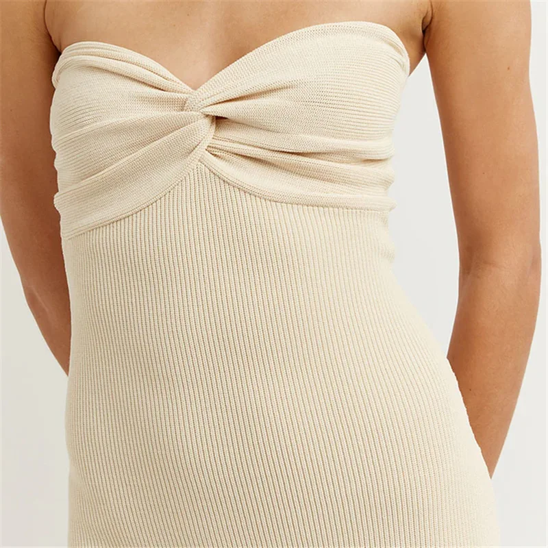 Ootddress Strapless Knit Maxi Dresses For Women Summer Beach Party Bodycon Dress Off-Shoulder Twist Knitting Evening Backless Dress 21 Ootddress Strapless Knit Maxi Dresses For Women Summer Beach Party Bodycon Dress Off-Shoulder Twist Knitting Evening Backless Dress