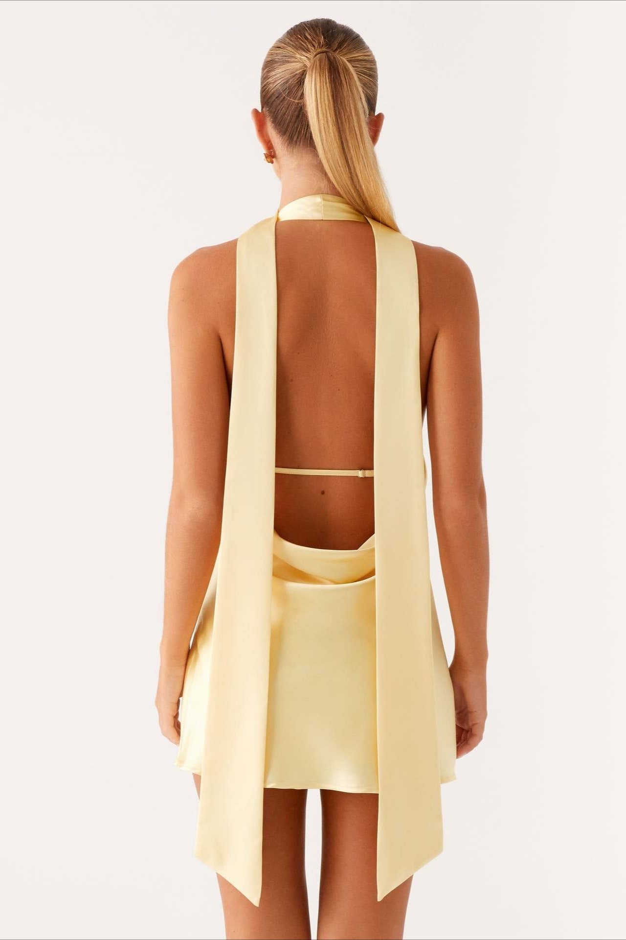 Deep V Backless Ribbon Dress