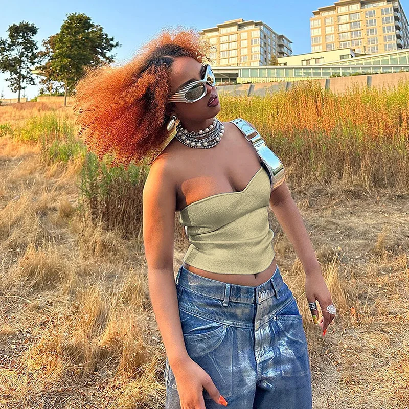 Ootddress Gold PU Crop Tops For Women 2025 Bodycon Backless Sexy Off Shoulder Tank Top Hot Girls Street Slim Party Tube Top Ladies 42 Ootddress Gold PU Crop Tops For Women 2025 Bodycon Backless Sexy Off Shoulder Tank Top Hot Girls Street Slim Party Tube Top Ladies