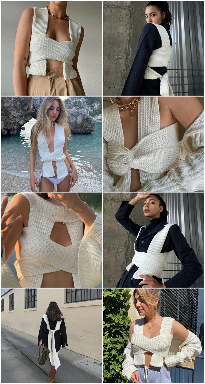 Ootddress 2025 New DIY Style Knitted Tank Top Sweater Female Streetwear Fashion High Waist Camisole Women Sexy Backless Bandage Tops 17 Ootddress 2025 New DIY Style Knitted Tank Top Sweater Female Streetwear Fashion High Waist Camisole Women Sexy Backless Bandage Tops