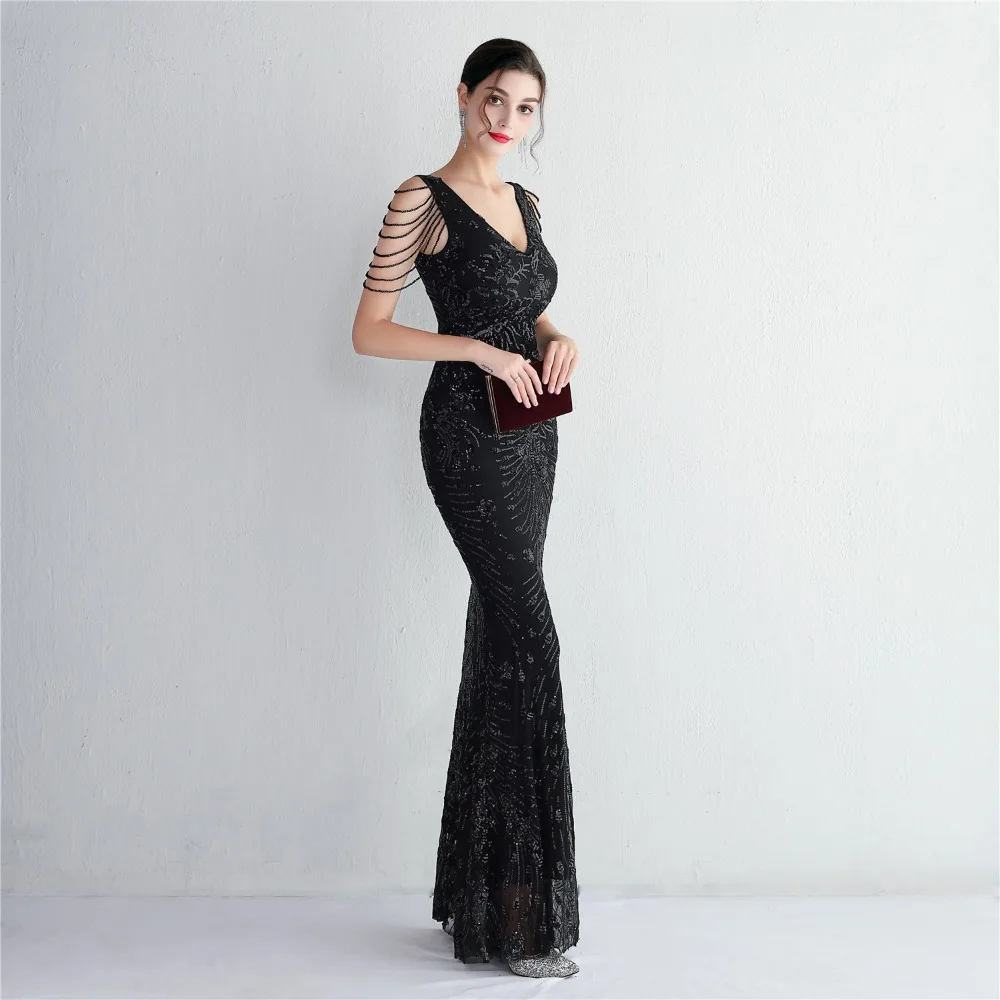 Sexy V-neck Sleeveless Dress with Stones and Crystals Fashion Sequins Tassel Elegant Women Party Dresses High Waisted Long Dress 48 103A0974.jpg