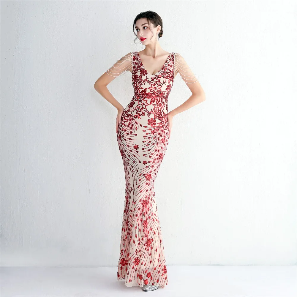 Sexy V-neck Sleeveless Dress with Stones and Crystals Fashion Sequins Tassel Elegant Women Party Dresses High Waisted Long Dress 15 103A0869.jpg