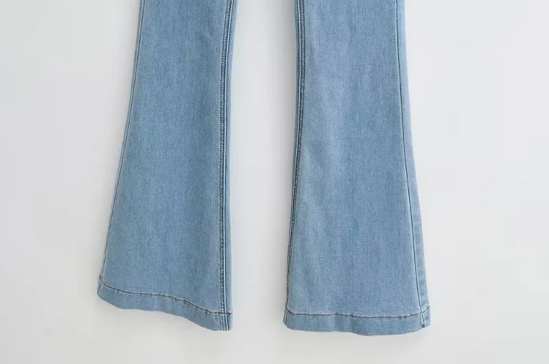Ootddress Flare Jeans Women Summer Streetwear Bodycon Long Denim Pants 2025 Blue Elastic Fashion Y2K Trousers High Waisted Jeans