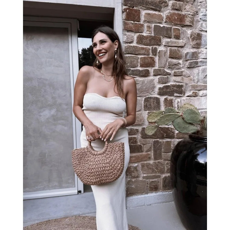 Ootddress Backless Slim Fashion Maxi Dress Knit Women Off-Shoulder High Waist Solid Elegant Party Dress Knitwear Female Sexy Dress