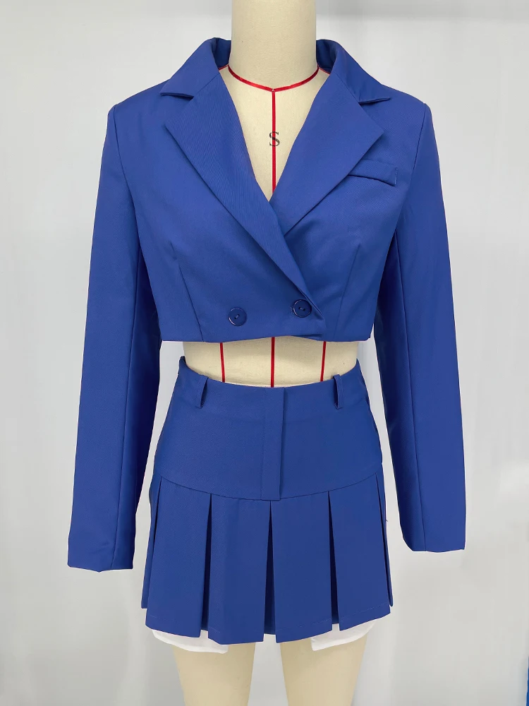 Ootddress 2025 Fall Women Blazer Suit Two Piece Sets Turn-down Collar Blazers Tops And Pleated Skirts Femme High Street Y2K Outfits