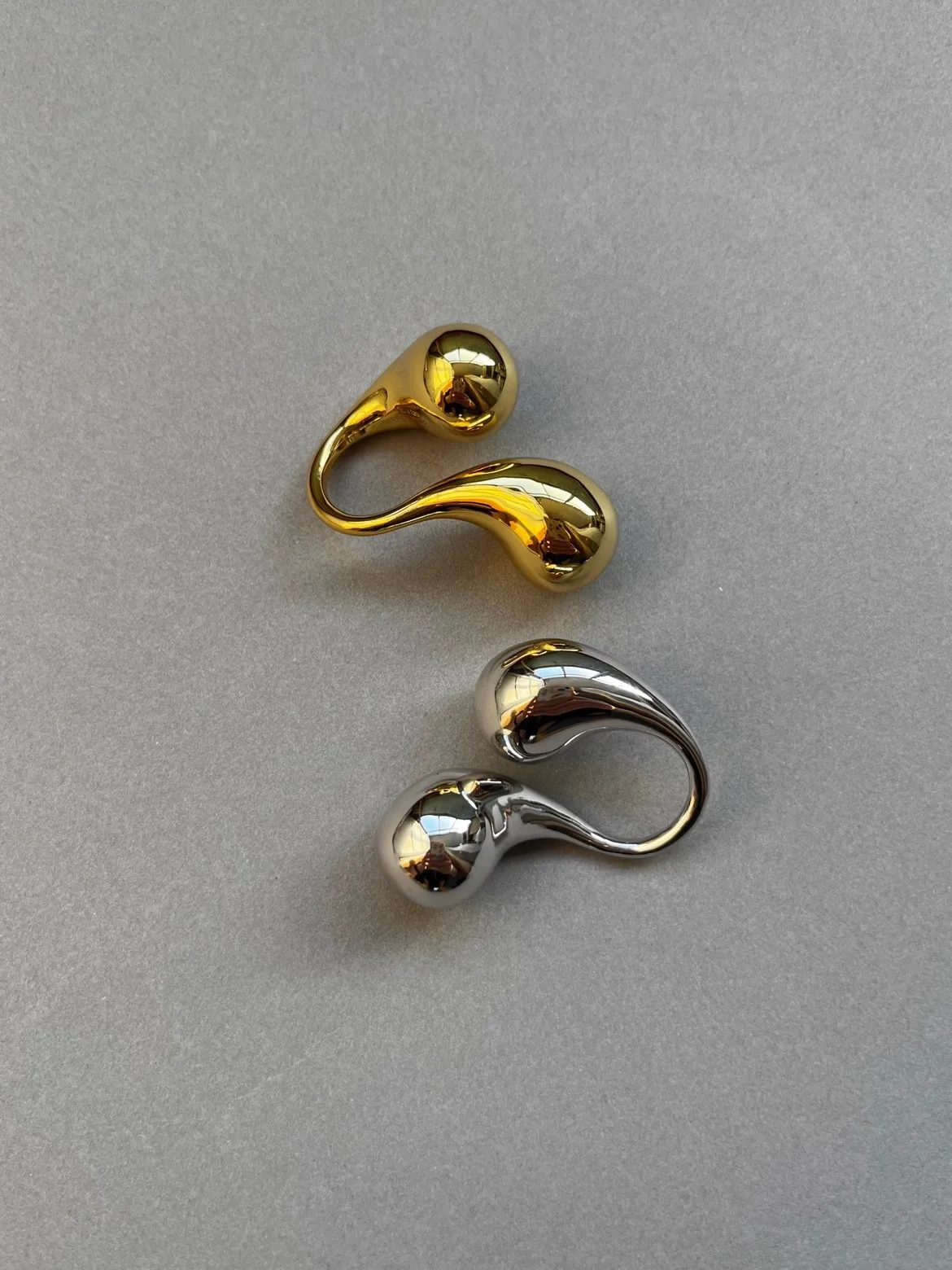 Stylish Double Water Drop Brass Open Rings for Women-Vestes Novas