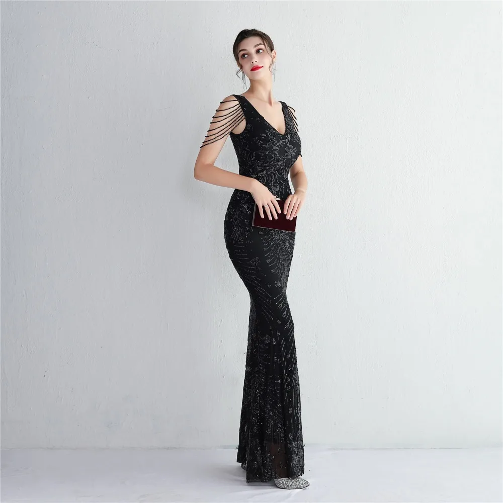 Sexy V-neck Sleeveless Dress with Stones and Crystals Fashion Sequins Tassel Elegant Women Party Dresses High Waisted Long Dress 47 103A0971.jpg