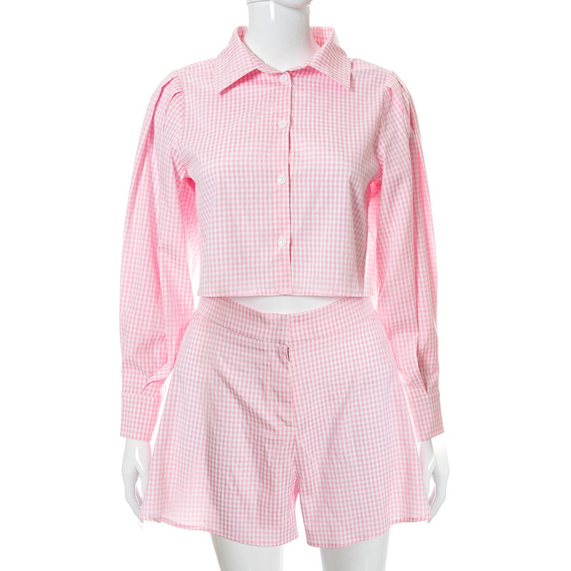 Ootddress OL Outfits Womens Two Piece Set Plaid Long Sleeve Shirts High Wasit Wide Legs Shorts Elegant Korte Suits Outfits 2 Piece 19 Ootddress OL Outfits Womens Two Piece Set Plaid Long Sleeve Shirts High Wasit Wide Legs Shorts Elegant Korte Suits Outfits 2 Piece