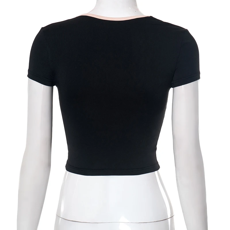 Y2k Summer Crop Top Bow Baby Tees Womens Clothes 2025 Chic Cute Low Cut Short Sleeve T Shirts Black 14 Y2k Summer Crop Top Bow Baby Tees Womens Clothes 2025 Chic Cute Low Cut Short Sleeve T Shirts Black