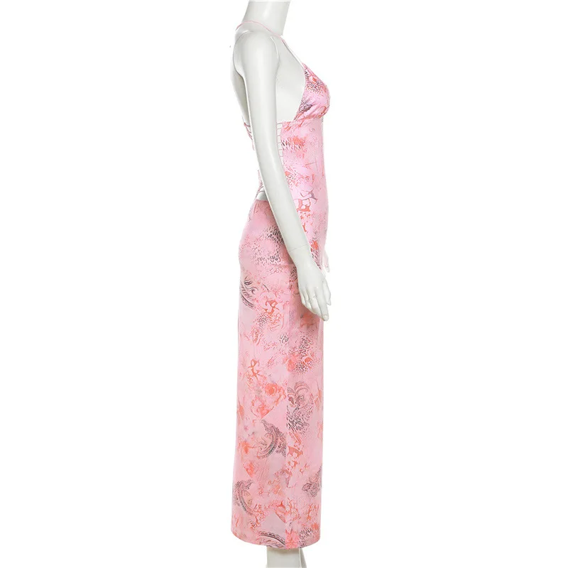 Ootddress Backless Maxi Dress For Women Slim Sexy Butterfly Bodycon Slim Sheath Dress Women's Club Deep V Neck Dresses Woman 2025