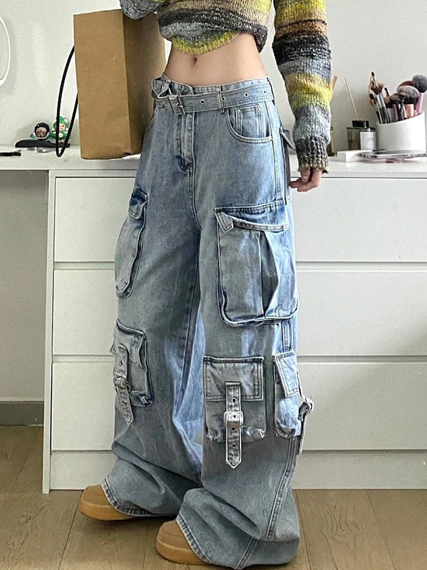 Vintage Multi-Pocket Cargo Jeans