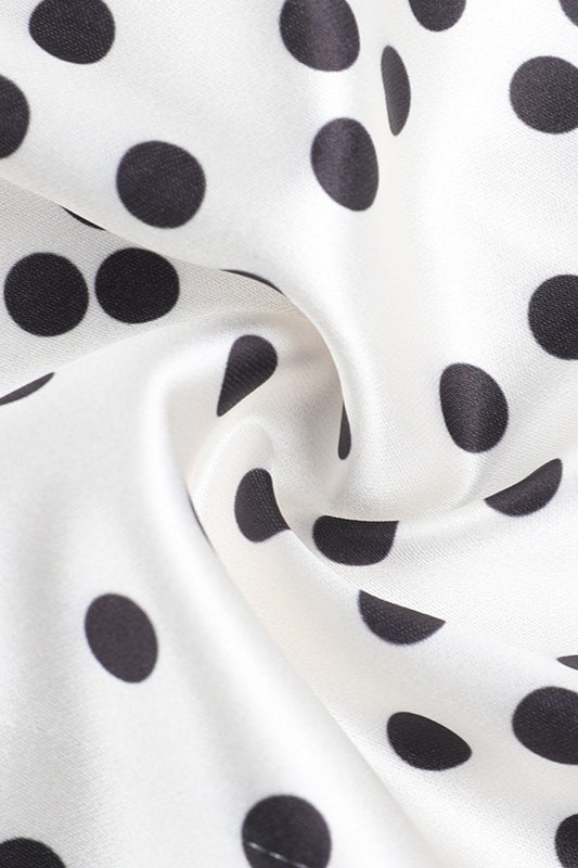 White Polka Dot Halter Bodycon Mini With Side Slit Dress