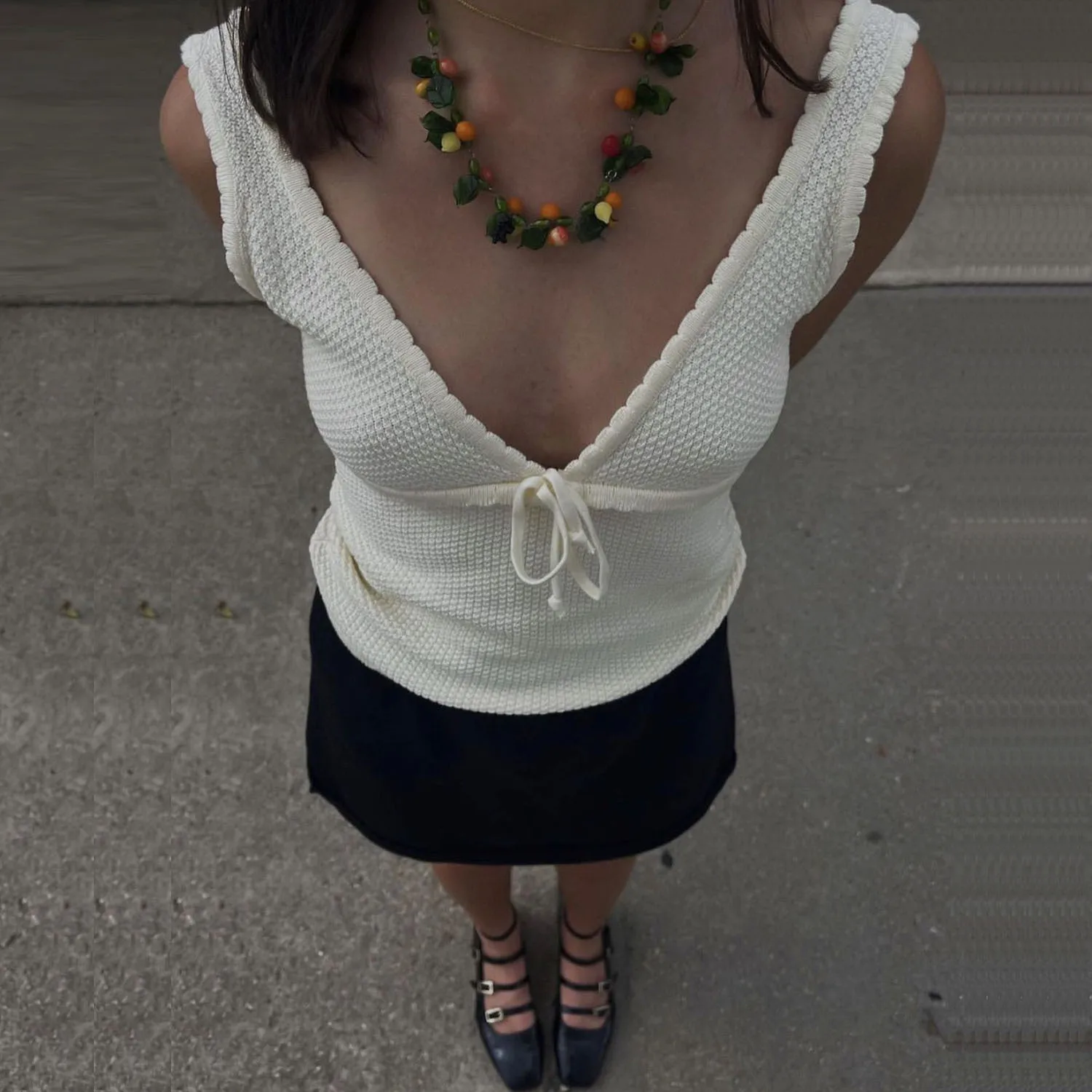 Ootddress Contrast Lace-Up Backless Tank Top For Women Summer Fashion V-Neck Cropped Y2k Top Vest Strapless Slim Female Tank Top New