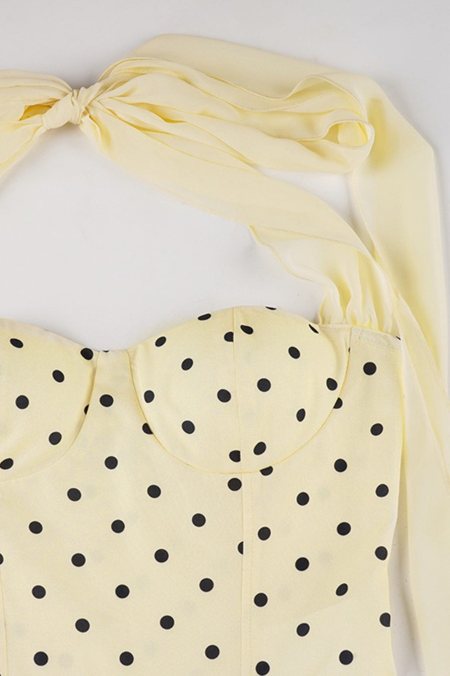 Polka Dot Sweetheart Bustier Spaghetti Strap Bubble Hem Mini Dress