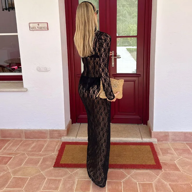 Ootddress See-through Mesh Tight Maxi Dress Sexy Hollow Out Lace Mesh Patchwork Women Fashion Full Sleeve Banquent Long Dress 2025 20 Ootddress See-through Mesh Tight Maxi Dress Sexy Hollow Out Lace Mesh Patchwork Women Fashion Full Sleeve Banquent Long Dress 2025