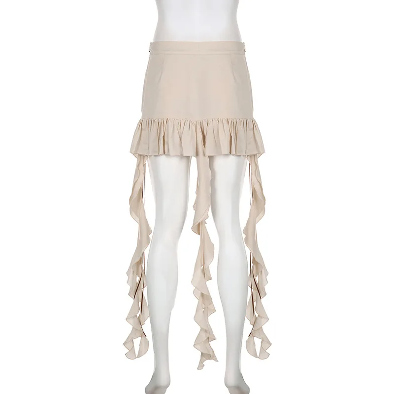 Ootddress Splice Folds Mini Skirt For Women Pocket High Waist Bnadage Skirts Womens 2025 Party Casual Lace Up Slim Skirts Ladies