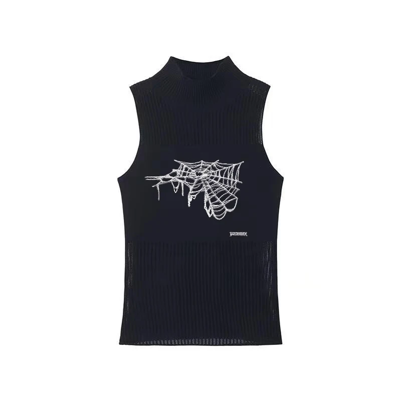Streetwear Punk Hollowed Out Sleeveless Vest Sexy Tank Top Women Spider Print Goth Aesthetic Summer Fashion Girls Casual Tops 6 Streetwear Punk Hollowed Out Sleeveless Vest Sexy Tank Top Women Spider Print Goth Aesthetic Summer Fashion Girls Casual Tops