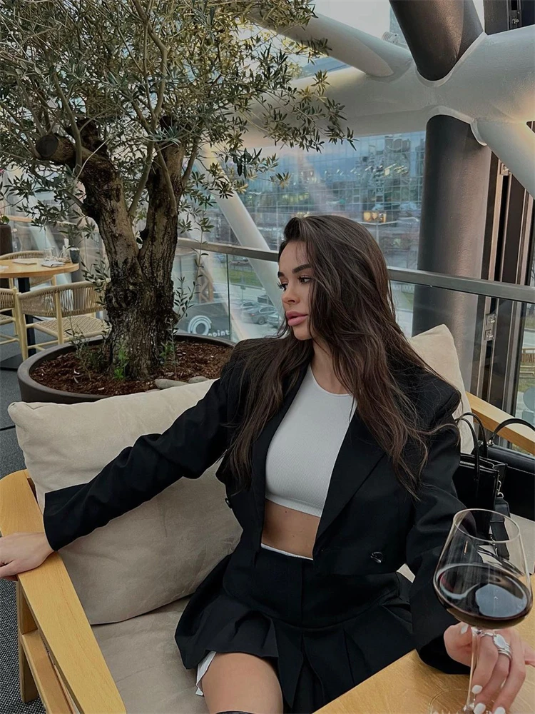 Ootddress 2025 Casual Blazer And Skirt Sets For Women Two Piece Set Outfits Gray Ladies Cropped Coat Blazer Femme 2-Piece Sets New 13 Ootddress 2025 Casual Blazer And Skirt Sets For Women Two Piece Set Outfits Gray Ladies Cropped Coat Blazer Femme 2-Piece Sets New